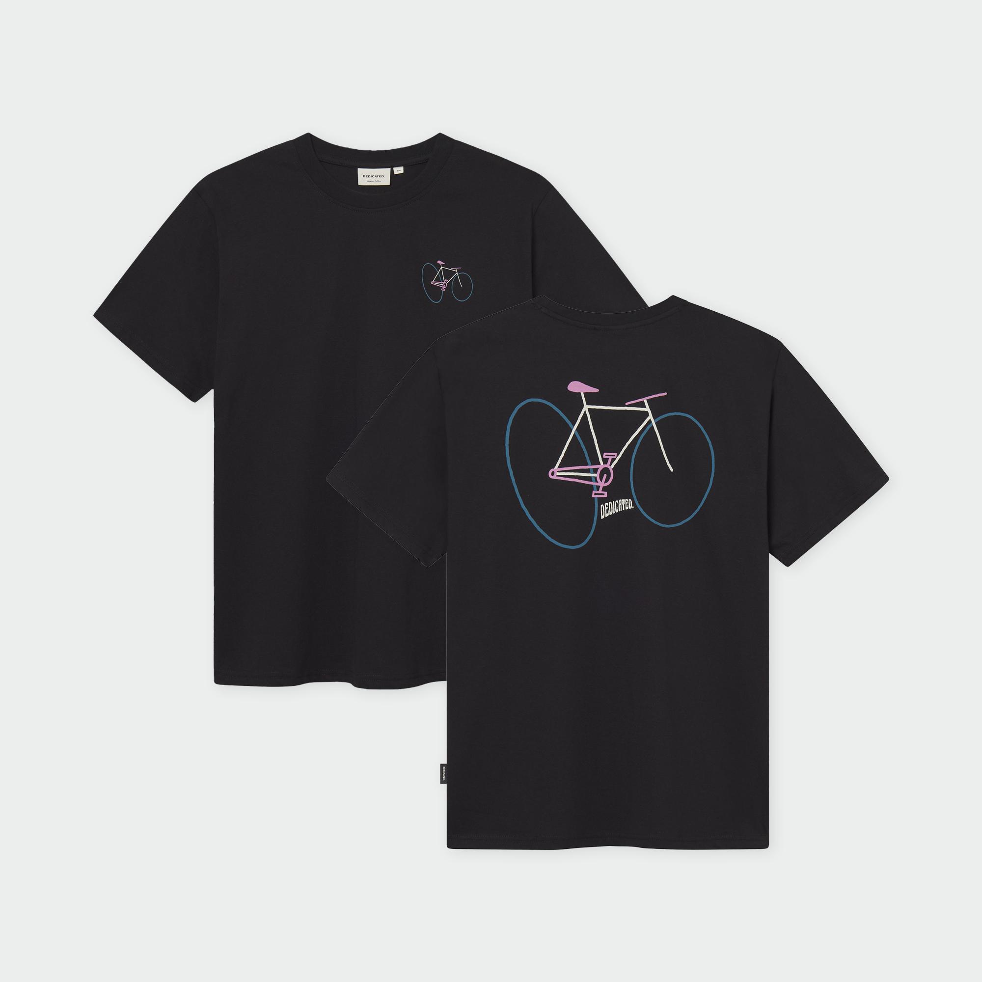Dedicated Stockholm Wonky Bike T-Shirt Bio Baumwolle Shirt schwarz